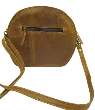 Klassy Cowgirl  Medium Leather round Crossbody Bag with navaho rug inlay #2